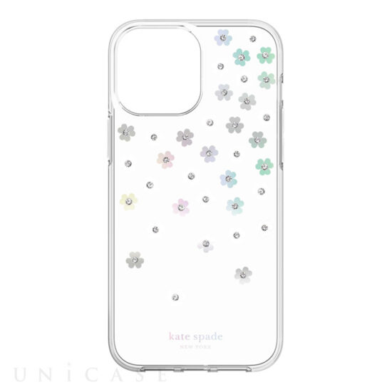 【iPhone13 ケース】Protective Hardshell Case (Scattered Flowers/Iridescent/Clear/White/Gems)